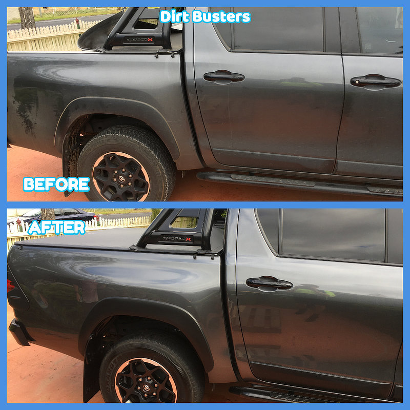 Pickup truck before and after detailing - Car