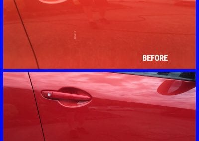 Car door before and after detailing- Car