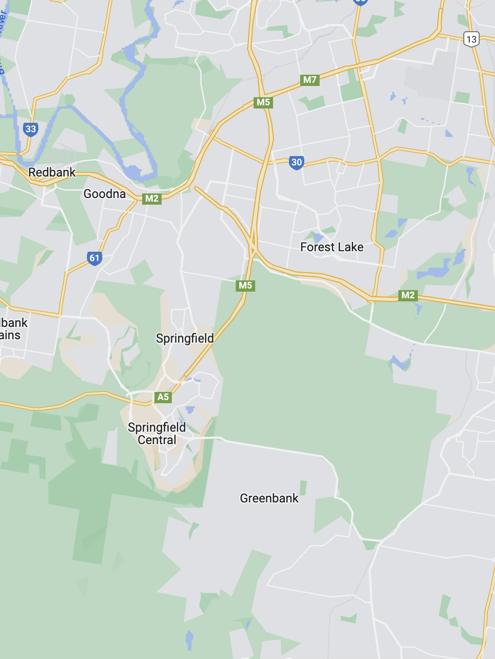 Screenshot 2023-07-08 at 6.52.41 am Map of Springfield and Springfield Lakes