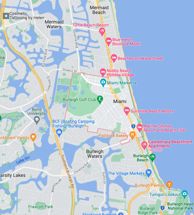 Map of Miami Car Detailing Service Area From Google Maps.