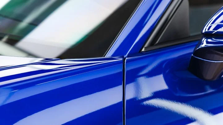 Bright blue car