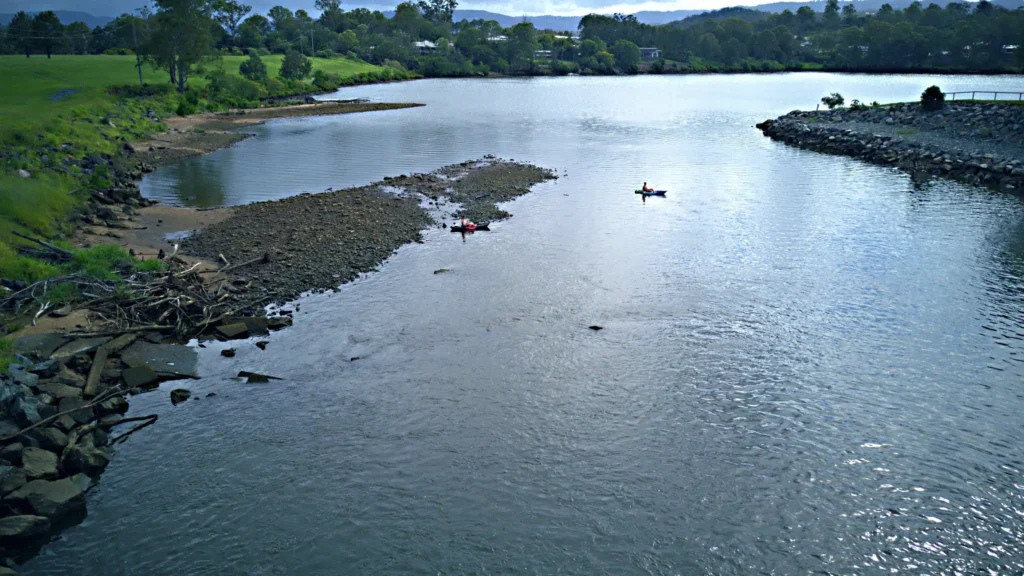 Kayaking and canoeing on lake in upper Coomera gold coast Queensland Australia